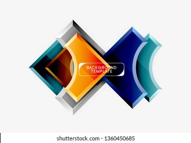 3d futuristic shapes vector abstract background made of glossy pieces with light effects. Modern design