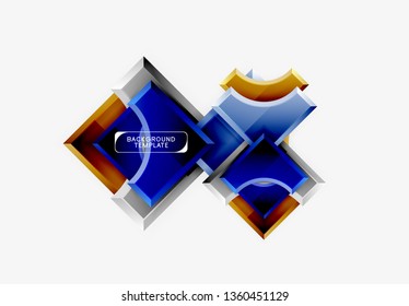 3d formas futuristas vectorial fondo abstracto hecho de piezas glosas con efectos de luz. Diseño moderno
