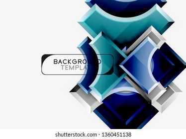 3d futuristic shapes vector abstract background made of glossy pieces with light effects. Modern design