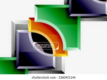 3d futuristic shapes vector abstract background made of glossy pieces with light effects. Modern design