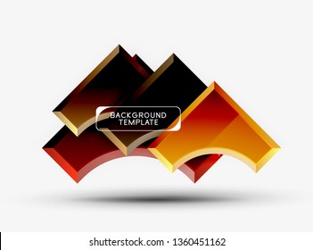 3d futuristic shapes vector abstract background made of glossy pieces with light effects. Modern design