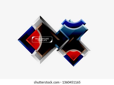 3d formas futuristas vectorial fondo abstracto hecho de piezas glosas con efectos de luz. Diseño moderno