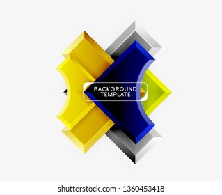 3d futuristic shapes vector abstract background made of glossy pieces with light effects. Modern design