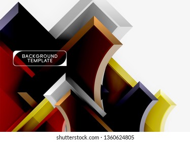 3d futuristic shapes vector abstract background made of glossy pieces with light effects. Modern design