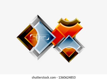 3d futuristic shapes vector abstract background made of glossy pieces with light effects. Modern design