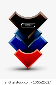 3d futuristic shapes vector abstract background made of glossy pieces with light effects. Modern design