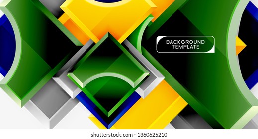 3d futuristic shapes vector abstract background made of glossy pieces with light effects. Modern design