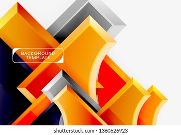3d futuristic shapes vector abstract background made of glossy pieces with light effects. Modern design