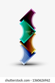 3d futuristic shapes vector abstract background made of glossy pieces with light effects. Modern design