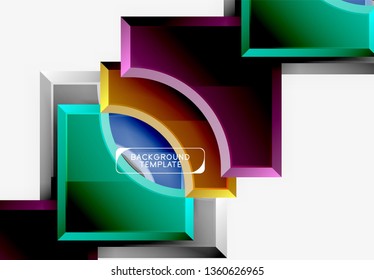 3d futuristic shapes vector abstract background made of glossy pieces with light effects. Modern design