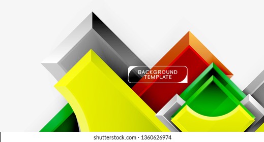 3d futuristic shapes vector abstract background made of glossy pieces with light effects. Modern design