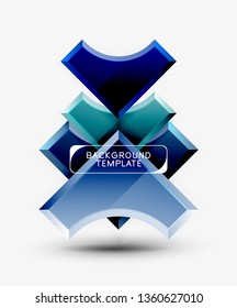 formas futuristas 3d vetor abstrato fundo feito de peças brilhantes com efeitos de luz. Design moderno