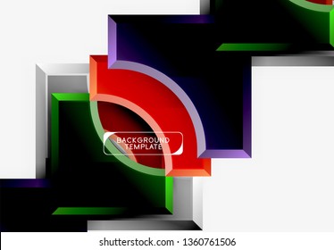 3d futuristic shapes vector abstract background made of glossy pieces with light effects. Modern design