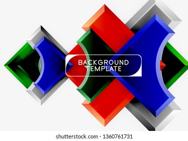 3d futuristic shapes vector abstract background made of glossy pieces with light effects. Modern design