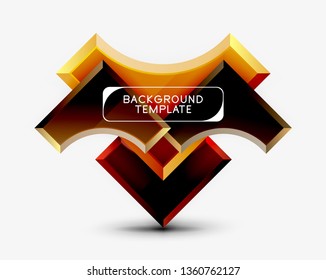 3d futuristic shapes vector abstract background made of glossy pieces with light effects. Modern design