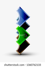 3d futuristic shapes vector abstract background made of glossy pieces with light effects. Modern design
