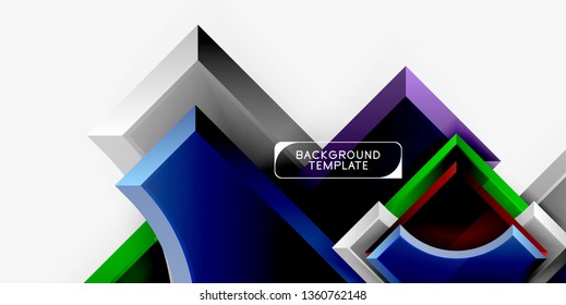 3d futuristic shapes vector abstract background made of glossy pieces with light effects. Modern design