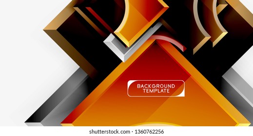 3d formas futuristas vectorial fondo abstracto hecho de piezas glosas con efectos de luz. Diseño moderno