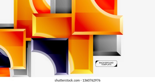 3d futuristic shapes vector abstract background made of glossy pieces with light effects. Modern design