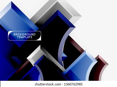 3d futuristic shapes vector abstract background made of glossy pieces with light effects. Modern design