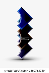 3D futuristische Formen, Vektorabstrakter Hintergrund aus glänzenden Stücken mit Lichteffekten. Modernes Design