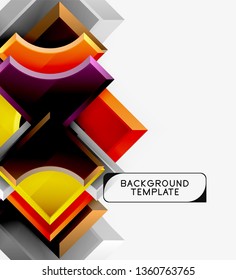 3d futuristic shapes vector abstract background made of glossy pieces with light effects. Modern design