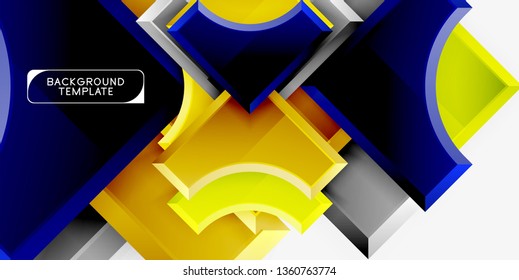 3D futuristische Formen, Vektorabstrakter Hintergrund aus glänzenden Stücken mit Lichteffekten. Modernes Design