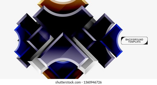 3d formas futuristas vectorial fondo abstracto hecho de piezas glosas con efectos de luz. Diseño moderno
