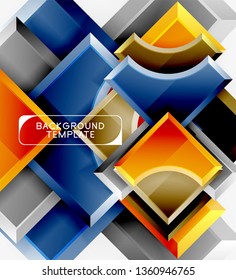 3d formas futuristas vectorial fondo abstracto hecho de piezas glosas con efectos de luz. Diseño moderno