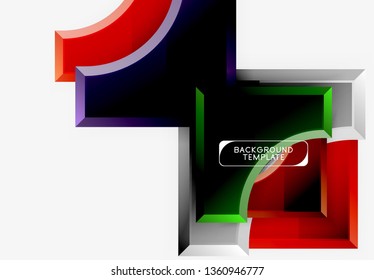 3d futuristic shapes vector abstract background made of glossy pieces with light effects. Modern design