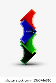 3d futuristic shapes vector abstract background made of glossy pieces with light effects. Modern design