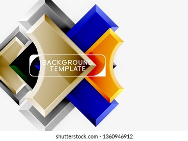 3d futuristic shapes vector abstract background made of glossy pieces with light effects. Modern design