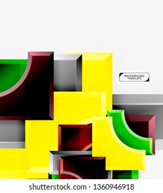 3d formas futuristas vectorial fondo abstracto hecho de piezas glosas con efectos de luz. Diseño moderno