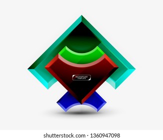 3d futuristic shapes vector abstract background made of glossy pieces with light effects. Modern design