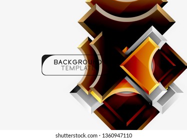 3d futuristic shapes vector abstract background made of glossy pieces with light effects. Modern design