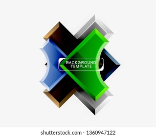 3d futuristic shapes vector abstract background made of glossy pieces with light effects. Modern design