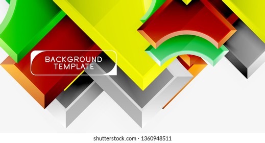 3d futuristic shapes vector abstract background made of glossy pieces with light effects. Modern design