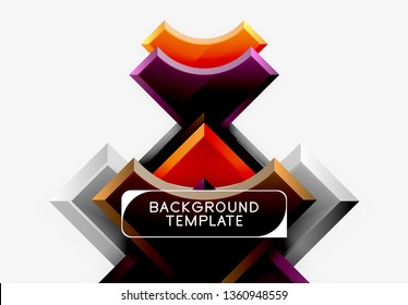 3d futuristic shapes vector abstract background made of glossy pieces with light effects. Modern design
