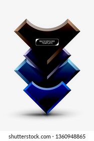 3d futuristic shapes vector abstract background made of glossy pieces with light effects. Modern design