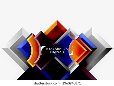 3d futuristic shapes vector abstract background made of glossy pieces with light effects. Modern design