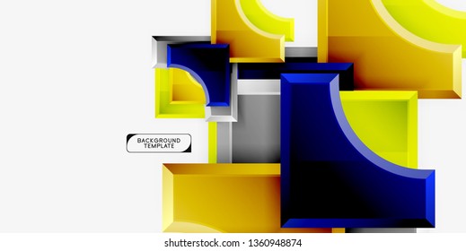 3d futuristic shapes vector abstract background made of glossy pieces with light effects. Modern design