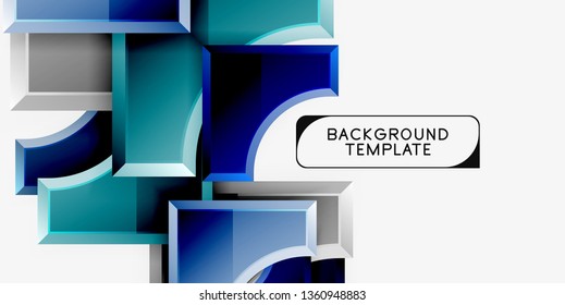 3d formas futuristas vectorial fondo abstracto hecho de piezas glosas con efectos de luz. Diseño moderno