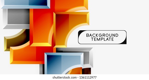 3d futuristic shapes vector abstract background made of glossy pieces with light effects. Modern design