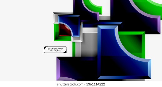 3d formas futuristas vectorial fondo abstracto hecho de piezas glosas con efectos de luz. Diseño moderno