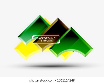 3d futuristic shapes vector abstract background made of glossy pieces with light effects. Modern design