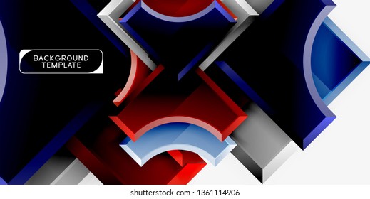 3d futuristic shapes vector abstract background made of glossy pieces with light effects. Modern design