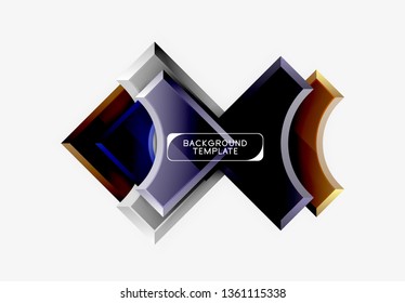 3d futuristic shapes vector abstract background made of glossy pieces with light effects. Modern design