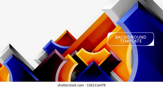 3d futuristic shapes vector abstract background made of glossy pieces with light effects. Modern design