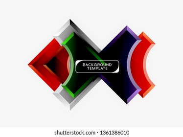 3d futuristic shapes vector abstract background made of glossy pieces with light effects. Modern design