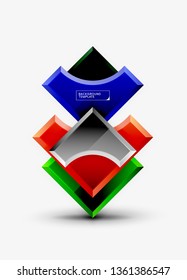 3d futuristic shapes vector abstract background made of glossy pieces with light effects. Modern design